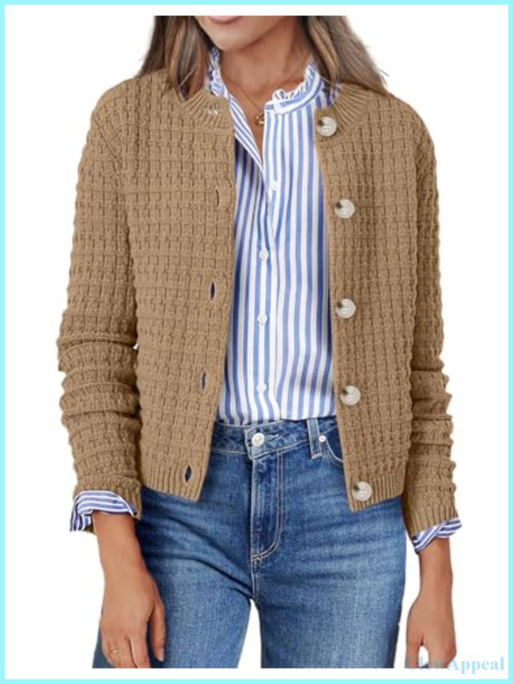 Womens Cardigan Sweaters Long Sleeve Open Front Knit Cropped Jacket